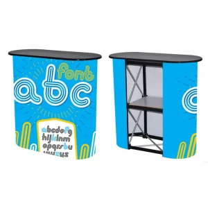 Portable Foldable PP ABS Pop up Display Promotion Counter Durable Metal Stand Bar Table Custom Logo for Trade Show