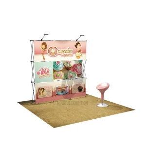 Portable Foldable Pop Up Display Stand with Hook and Loop System for Trade Shows Dye Sublimation Printing