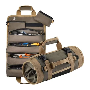 Portable Heavy Duty Roll Up Tool Bag with Detachable Pouches