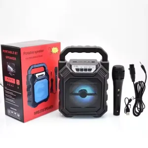 Portable Home Party Loudspeaker with TWS, Heavy Bass Subwoofer, Microphone, AUX, TF, FM Radio, Karaoke, Blue
