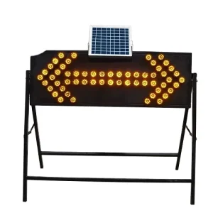 Portable LED Solar Traffic Control Road Work Construction Site Sign Light Work Zone Ahead Arrow Direction Guide Sign Frame Stand