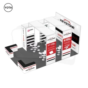 Portable Lightweight Aluminum Frame 20x30ft Trade Show Display Booth with LED Strip and Fabric Banner Stand