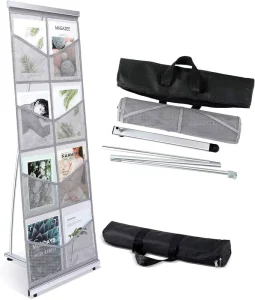 Portable Metal Folding Magazine Display Roll Rack Lightweight Standing Type Four Tier Multifunction Catalog Office