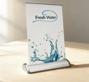 Portable Mini Retractable A4 Table Top Roll up Banner with Widescreen for Decorating Promotional Activities