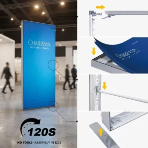 Portable Modular Fabric Tension Frame LED Exhibition Advertising Light Box with Tool-Free Assembly