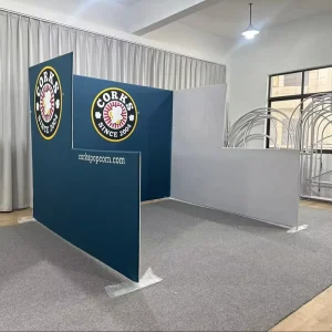 Portable Modular Pop-up Backdrop Stand with Fabric Banner, Trade Show Exhibition Display