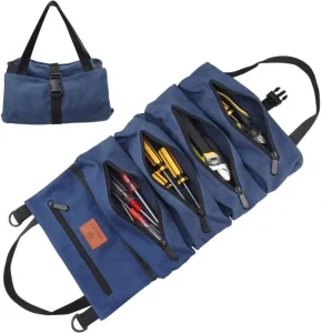 Portable Multi-Pocket Roll-Up Hanging Wrench Organizer Bag