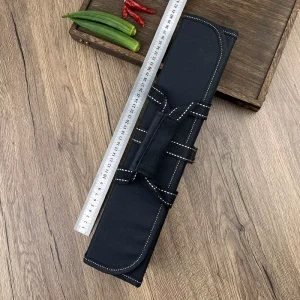Portable Oxford Cloth Chef’s Knife Storage Roll Bag Folding Closure 9 Pockets Double Handle Customizable Outdoor Tool Bag