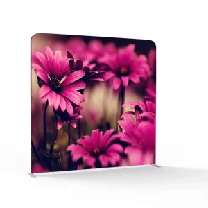 Portable Polyester Fancy Flower Stretch Tension Fabric Display Wedding Backdrop Stand for Parties and Commerce