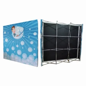 Portable Pop-Up Tension Fabric Display Backdrop Stand with Aluminum Frame for Advertising Exhibitions