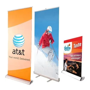 Portable Retractable Aluminum Banner Stand 85x200cm Silver Indoor Outdoor Use for Advertising Exhibition