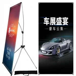 Portable Retractable X-Frame Banner Stand Adjustable 2-Piece Set for Campus Events and Commercial Exhibitions