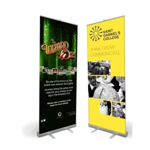 Portable Roll-Up Banner Display Stand for Exhibitions and Promotions with Printed Banner and Weighted Aluminum Base