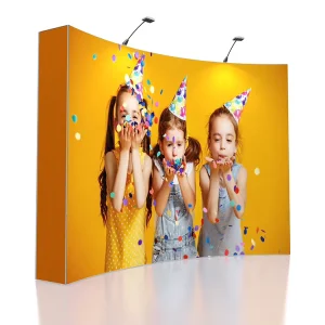 Portable SEG Pop-Up Display Back Wall Curved Backdrop Stand Dye Sublimation Foldable Design