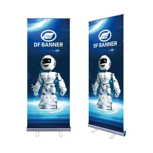 Portable Silver Lightweight Widescreen Aluminum Roll-Up Banner Stand with Custom Graphics