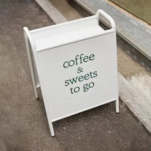 Portable Stainless Steel A Frame Sign for Coffee Shop Display Outdoor Sidewalk Stand Advertising Board Pavement Sign