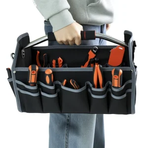Portable Steel-Tube-Reinforced Folding Tool Bag, Durable Oxford Fabric Auto Repair Toolkit