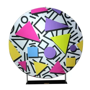 Portable Stretch Fabric Round Aluminum Circle Frame Backdrop Display Stand with Plinth Cover Table