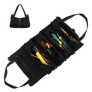 Portable Tool Bag for Daily Travel Waterproof Storage Case Wrench Roll up Bag Multi Purpose Canvas Tool Organizer for Men