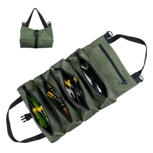 Portable Tool Storage Bag with Multiple Zippers and Pockets