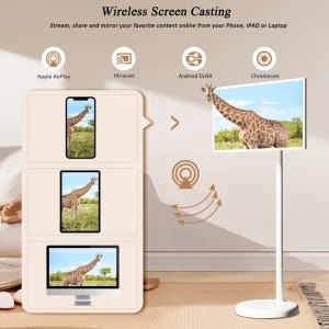Portable Touch Screen Monitor with Wheels 21.5 24 32 Inch Android 13 Smart TV for Elevator Retail Store Use 1080p 128GB Storage