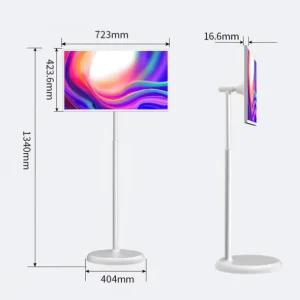 Portable Touchscreen Monitor with Wheels, 22/24/32 Inch, Smart LCD, Rechargeable, Digital Signage for Shopping Malls and Education