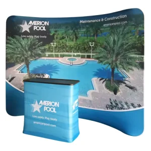 Portable Trade Show Exhibition Booth with Aluminum Alloy and Plastic Hard Case and Wheeled Cart