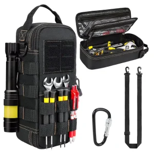 Portable Utility Tools Storage Organizer Case with Shoulder Strap Heavy Duty Small Tactical Tool Bags for Men with Carabiner