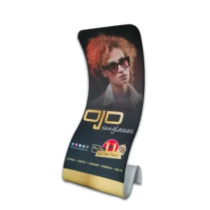 Portable Vertical S-Shape Aluminum Pole Tension Fabric Banner Stand with Dye-Sublimated Print
