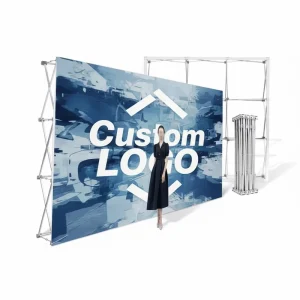 Portable Waterproof Pop-Up Display Stand with Metal Frame and Polyester Backdrop