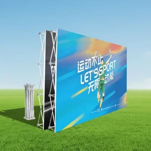 Portable Waterproof Tension Fabric Pop-Up Backdrop Display Stand for Events, Stages, and Curtains