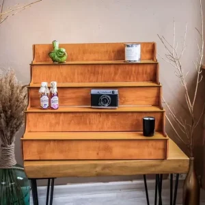 Portable Wooden Display Stand with Shelves for Markets and Craft Shows
