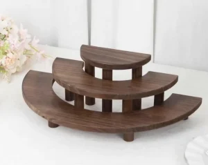 Portable Wooden Display Stand with Walnut Wood Finish