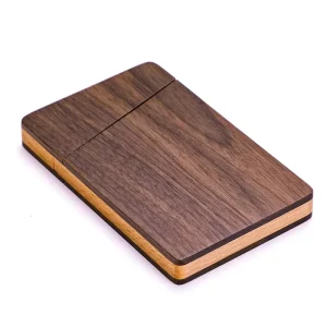 Portable Wooden Magnetic Walnut Business Card Box