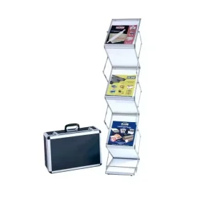 Portable Z-Type A4 Floor Literature Brochure Holder with Aluminum Case