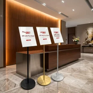 Poster Display Stand Vertical Floor Standing A4 Water Sign Doorway Advertising Guidance Directional Sign Customizable Rotatable