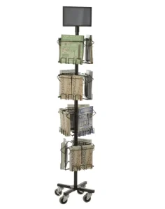 Powder-Coated Metal Spinner Display Rack and Magazine Holder, Customizable Size