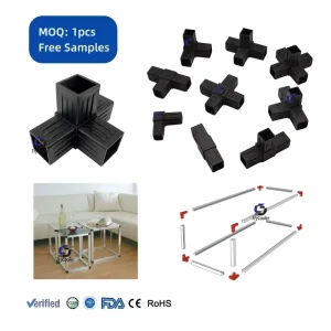 Pp Plastic Conexoes Square Corner Pipe Fittings 3Way 4Way Tee square Tubular Connector Furniture Accessories Plastic Connector