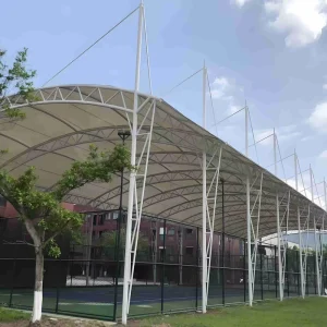 Prefabricated Steel Truss Roof Shed Tensile Membrane Structure Sport Court Canopy
