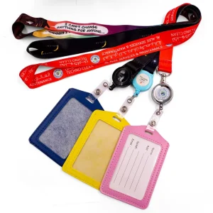 Printed Lanyard with Clear ID Card Badge Holder and Retractable Pull