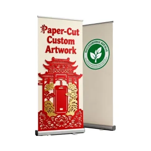 Printed Roll Banner Stand With Silver Aluminum Frame Adjustable Lightweight Portable Retractable