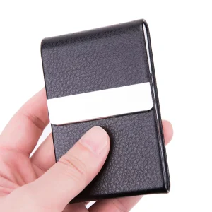 Promotion Gift Fashion PU Leather Business Card Holder Case Custom Metal Card Holder