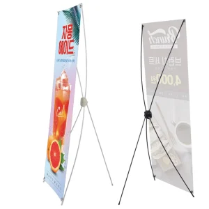 Promotional Lightweight Luxury Aluminum X Stand Portable Banner Display with Logo and Polyester Flags