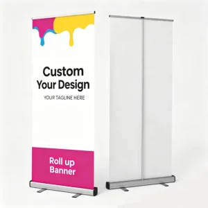 Promotional Roll up Banner Portable Aluminum Retractable Rotating Roll up Display Banner Stands for Outdoor Advertising Events