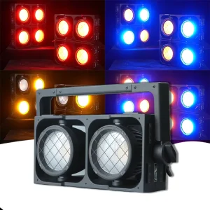 QSE Lighting 5 in 1 RGBWA Beam LED Audience Lights 300W COB Blinder DMX512 Control High CRI 95 3200 5400K Dimmable British Plug