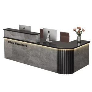 QT-210X Chinese-Style Leather Reception Desk Corner Bar Counter with Storage