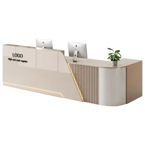 QT-212X Leather Curved Cash Register and Reception Counter for Beauty Salon or Milk Tea Shop