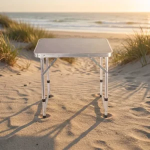 Qiqika Bistro Style Professional Waterproof Camping Folding Table with Iron Tripod Base Portable Outdoor Furniture