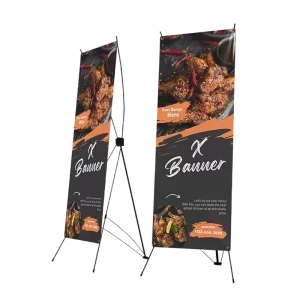 Quality Aluminum X Frame Banner Stand with Vinyl Sizes 60x160cm 80x180cm Custom Lightweight & Portable for Showroom Use