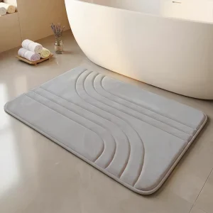 Quilted Bathroom Water Absorbing and Anti Slip Floor Mat Simple Solid Colored Carpet Household Wire Safety Mats